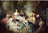 Ladies Canvas Paintings - The Empress Eugenie Surrounded by her Ladies in Waiting